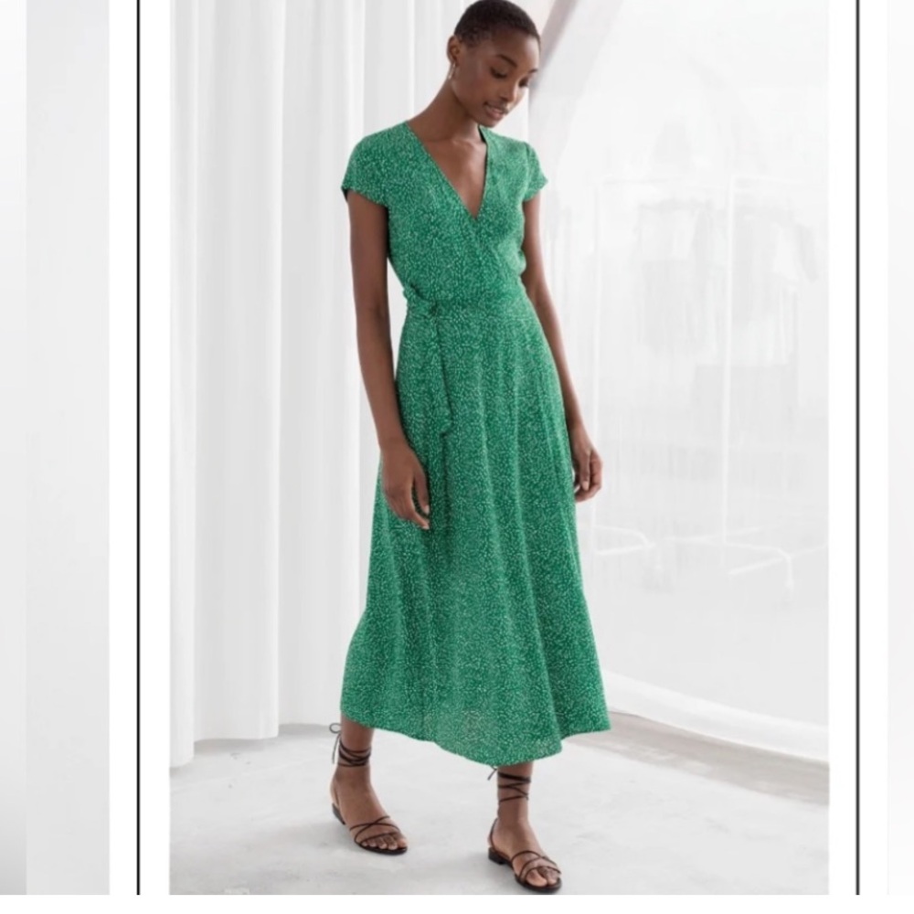 & Other Stories wrap dress midi polkadot
